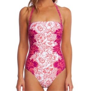 LRL Hawaiian Floral Bandeau One Piece Swimsuit Halter